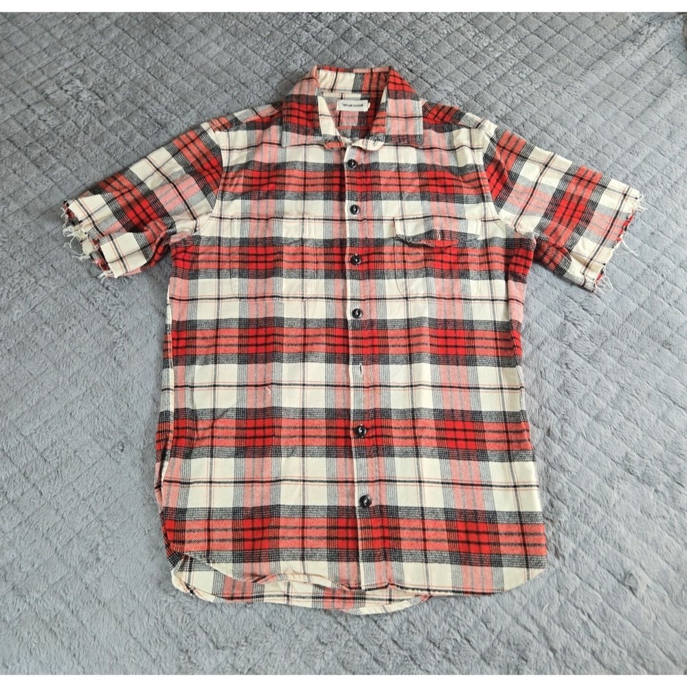 Taylor Stitch Shirt Mens Medium Crater Plaid‎ Flannel Button Up Short Sleeve 40